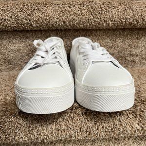 Versace Jeans Couture Men's White Round Toe Lace Up Leather Sneakers